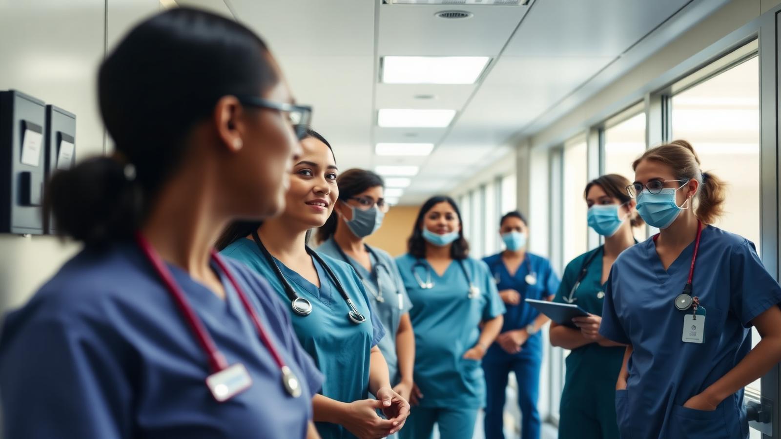 Clinical team collaborating in a modern hospital