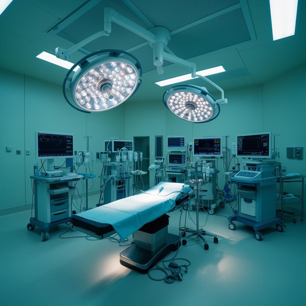 Modern operating theatre with advanced surgical equipment
