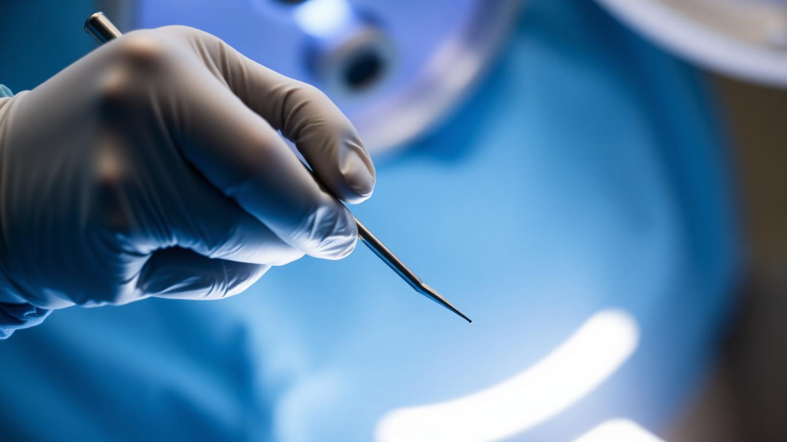 Surgeon's hand holding a precision instrument